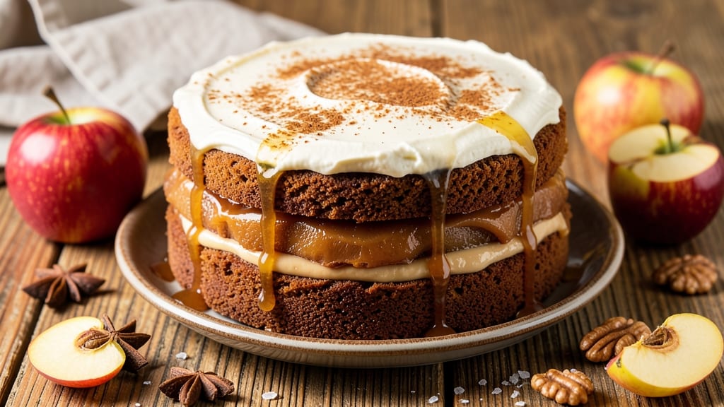 Apple Fall Harvest Cake Recipe: Spiced Apple Caramel Drizzle Over Warm Layers