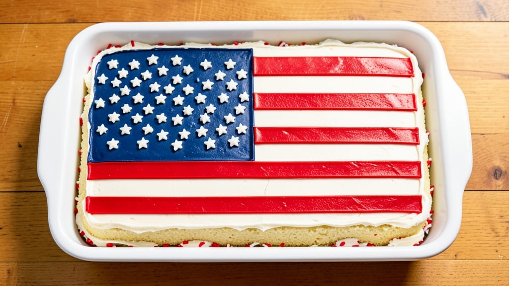 American Flag Sheet Cake Recipe: Patriotic Swirls of Vanilla and Strawberry Buttercream