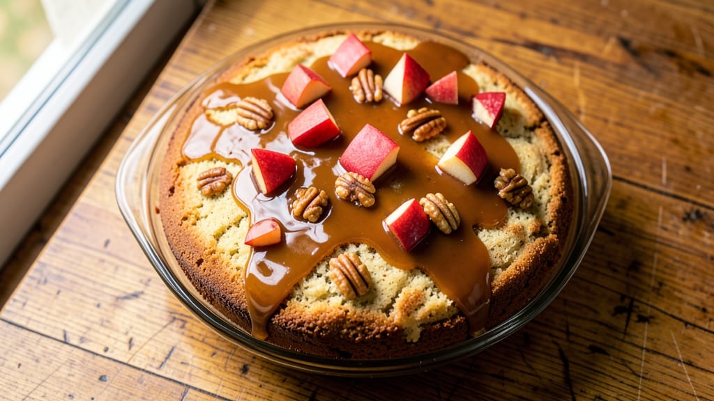 Apple Harvest Pound Cake With Caramel Glaze Recipe: Spiced Apple Filling and Buttery Crust Fusion