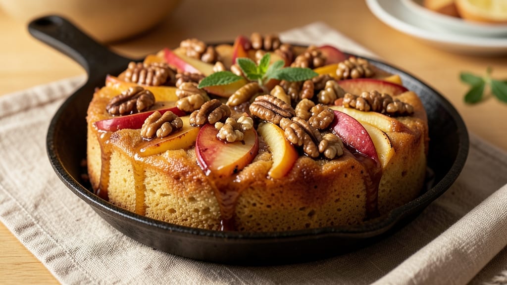 Apple Walnut Upside Down Cake Recipe: Caramelized Fruit Base With Nutty Crunch
