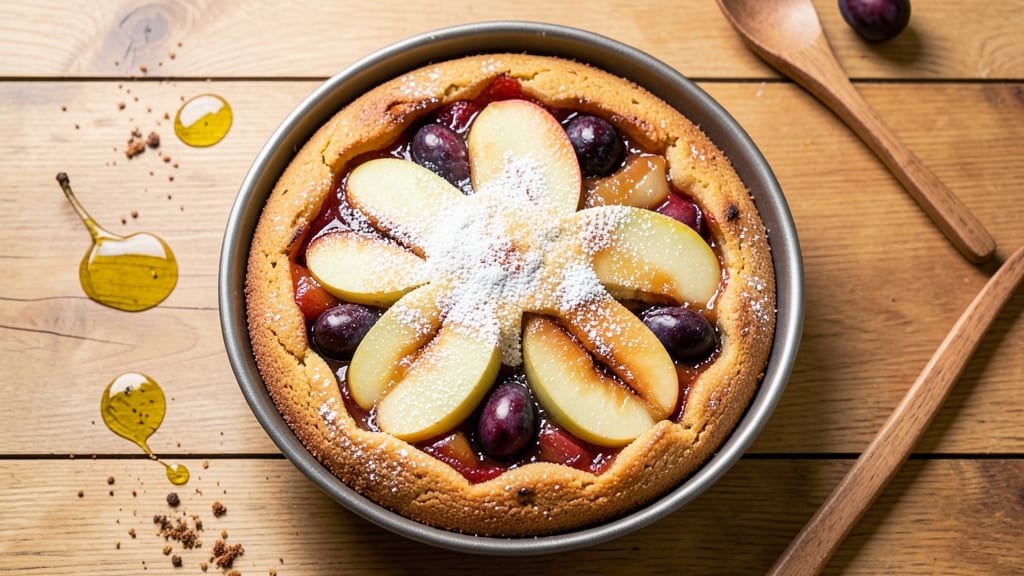 Apple and Plum Upside Down Cake Recipe: Caramelized Fruit Crown Over Spiced Moist Layers