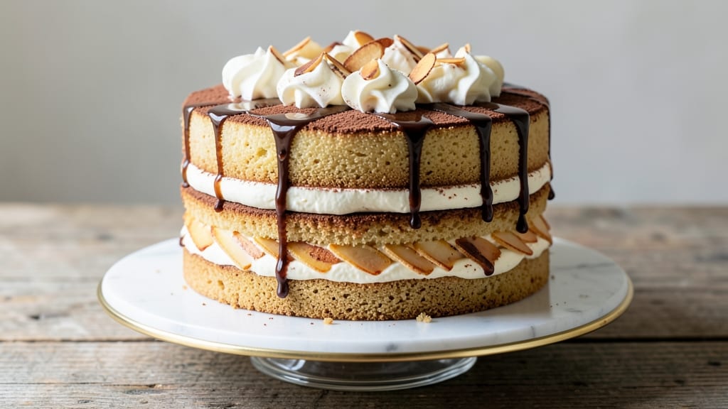 Almond Tiramisu Cake Recipe: Nutty Coffee Layers With Whipped Cream Fluff